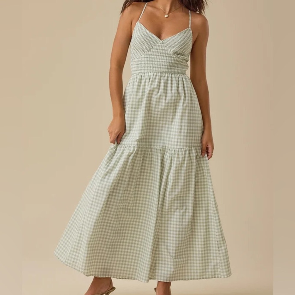 green white maxi dress